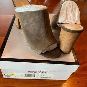 Suede Slide with Block Heel